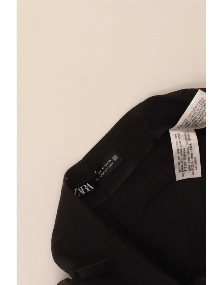 Zara Calça feminina reta cortada média W28 L25 algodão preto