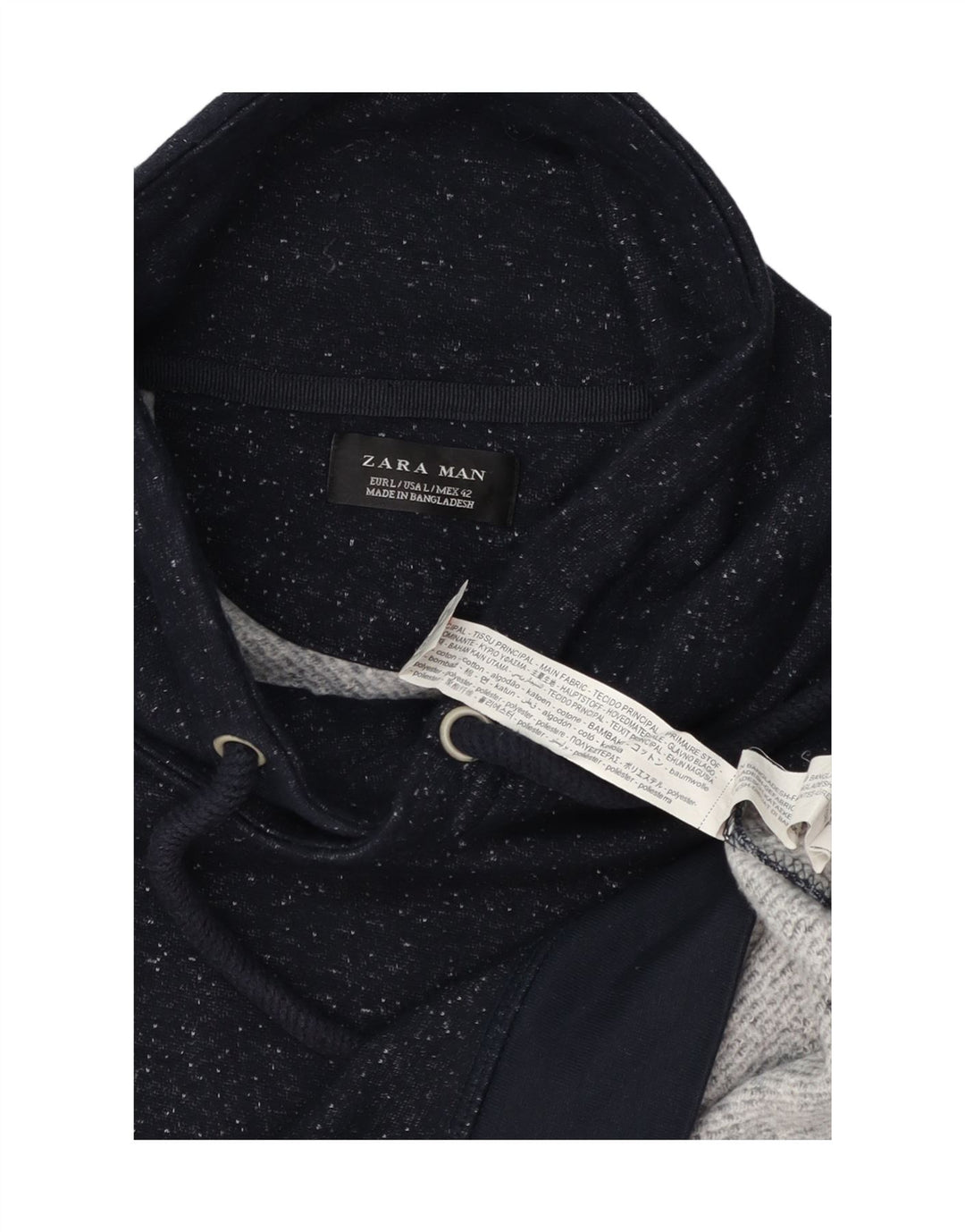 ZARA Mens Sweatshirt Jumper Large Navy Blue Flecked Cotton Vintage Zara and Second-Hand Zara from Messina Hembry 