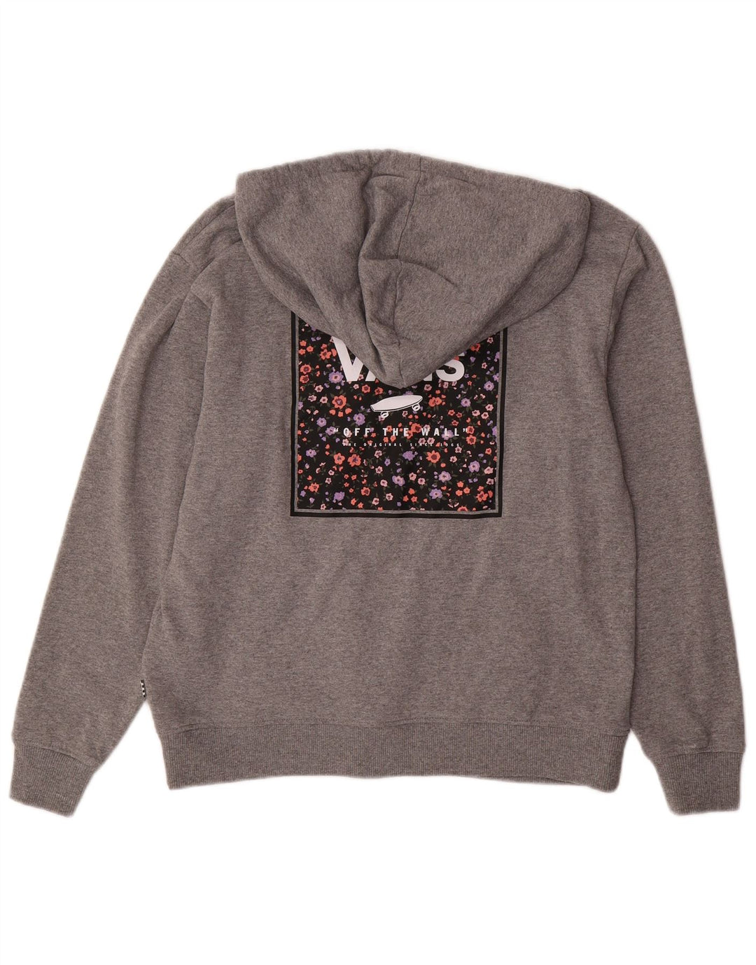 VANS feminino gráfico moletom com capuz UK 14 médio cinza algodão