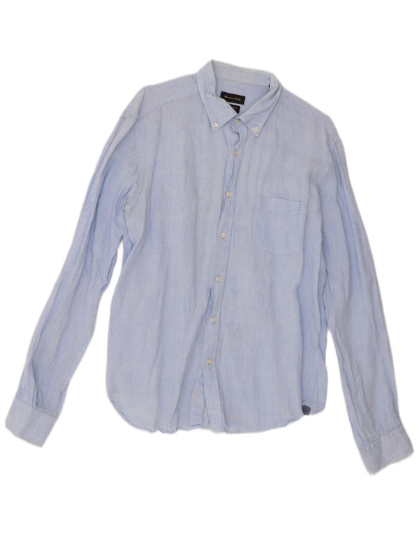 Camisa masculina Massimo Dutti XL linho azul