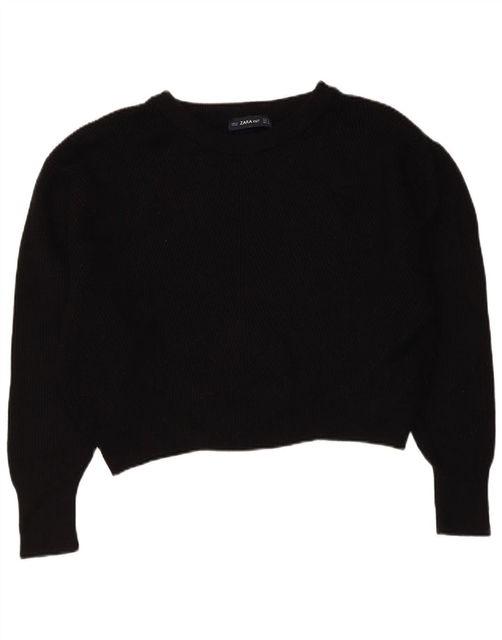 ZARA Suéter feminino superdimensionado com gola canoa Reino Unido 14 médio preto
