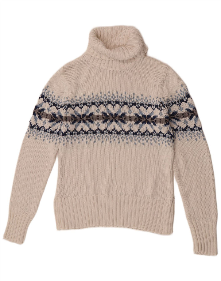 Suéter feminino Tom Tailor com gola redonda Reino Unido 14 grande branco Fair Isle