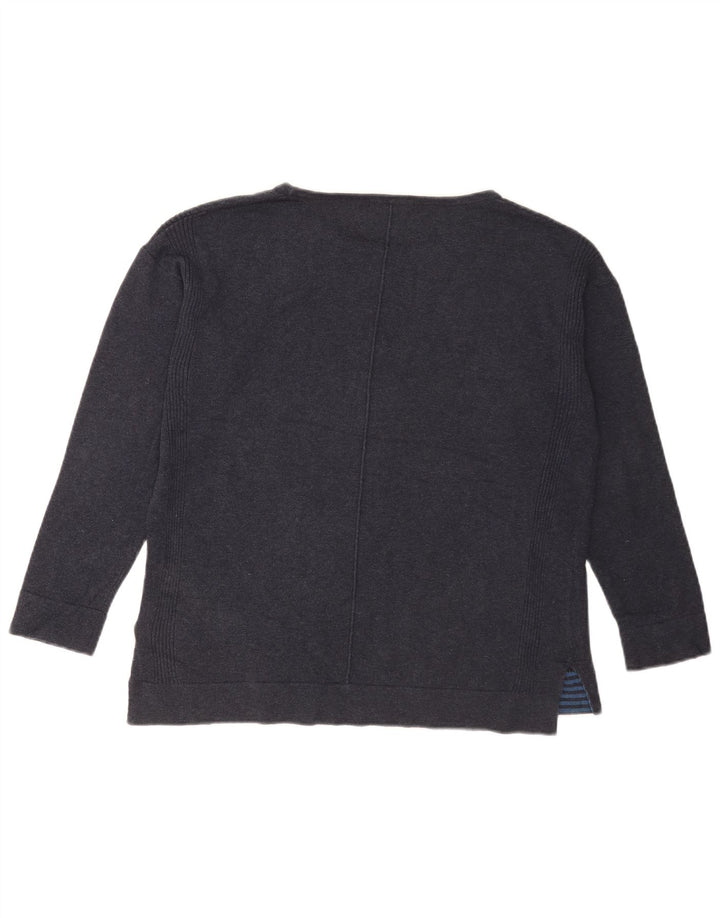 Suéter feminino com gola canoa White Stuff Reino Unido 12 algodão azul marinho médio