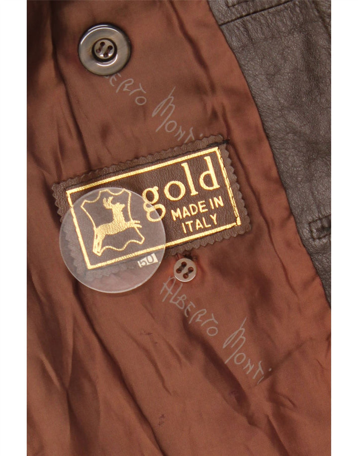 Casaco de couro feminino VINTAGE IT 50 XL marrom