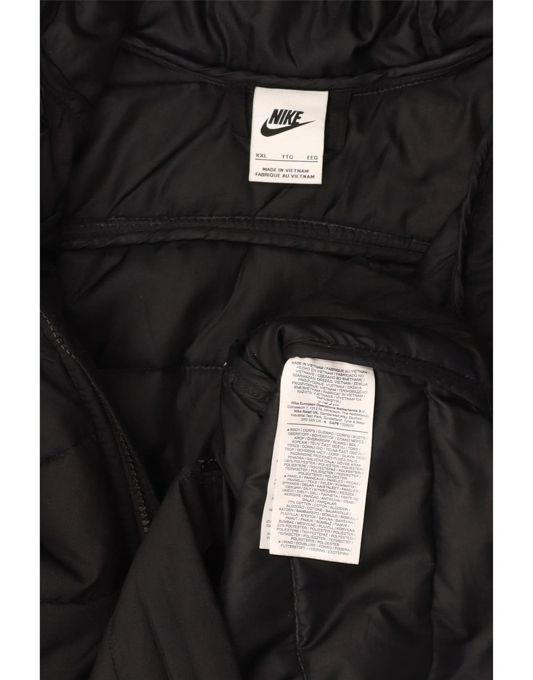 Jaqueta acolchoada com capuz masculina NIKE UK 44 2XL poliéster preto