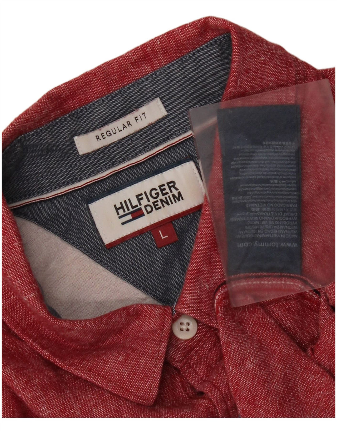 Camisa Tommy Hilfiger Masculina Regular Fit Grande Linho Vermelho