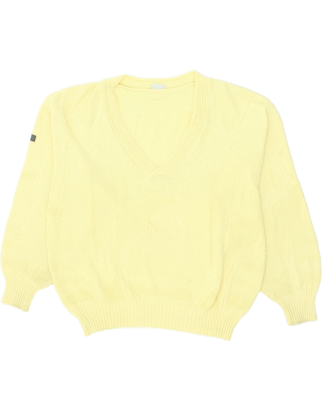 VINTAGE Womens V-Neck Jumper Sweater IT 54 3XL Yellow Acrylic | Vintage Vintage | Thrift | Second-Hand Vintage | Used Clothing | Messina Hembry 