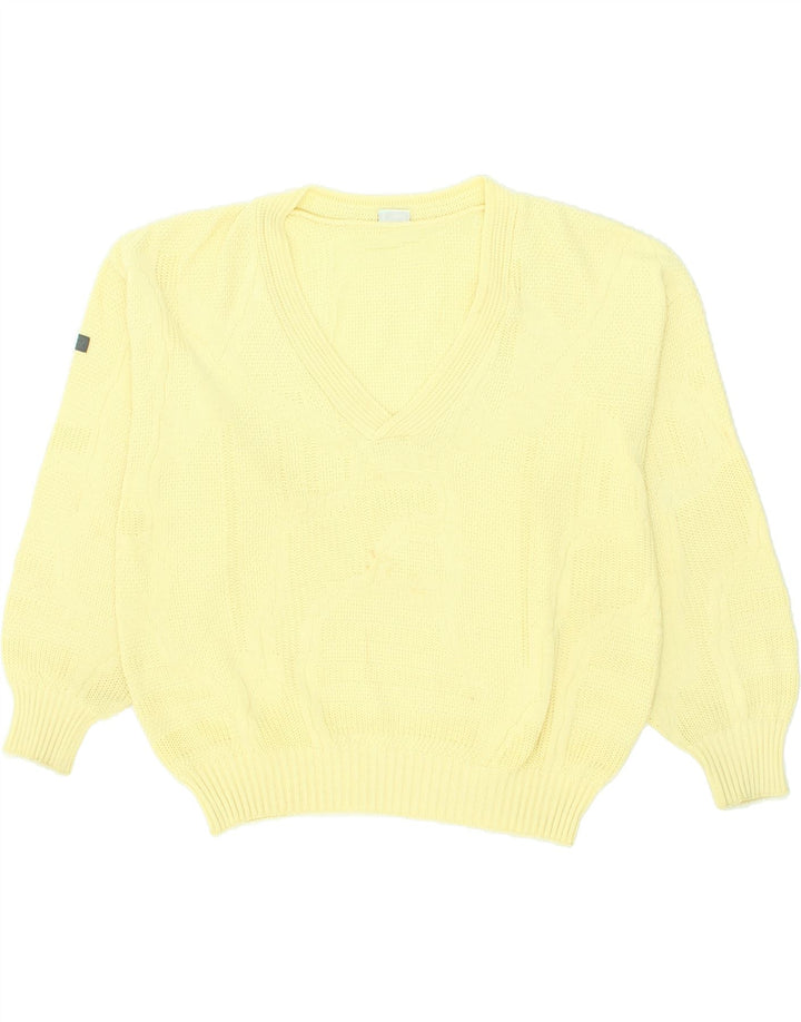 VINTAGE Womens V-Neck Jumper Sweater IT 54 3XL Yellow Acrylic | Vintage Vintage | Thrift | Second-Hand Vintage | Used Clothing | Messina Hembry 