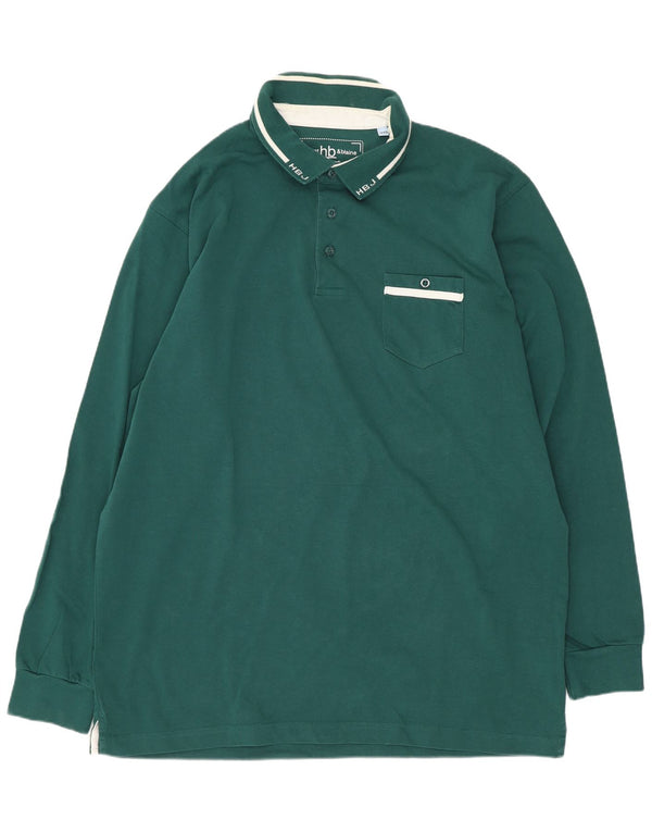 Camisa polo masculina de manga comprida regular Fit Harmont & Blaine 3XL algodão verde