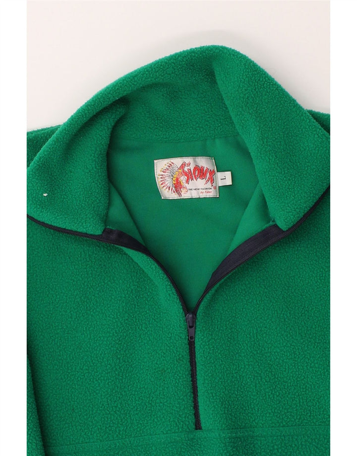 VINTAGE Mens Zip Neck Fleece Jumper Large Green Vintage Vintage and Second-Hand Vintage from Messina Hembry 