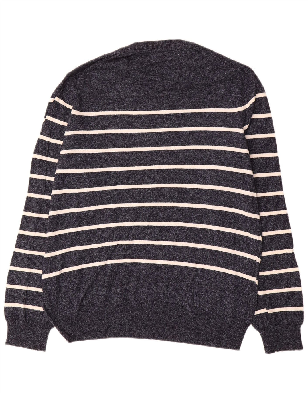 Suéter masculino Marks & Spencer com gola redonda grande listrado azul marinho