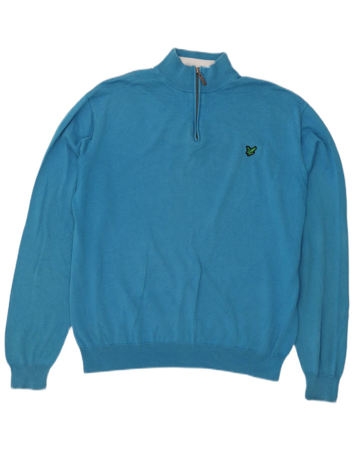 Suéter masculino Lyle & Scott com zíper e gola XL algodão azul