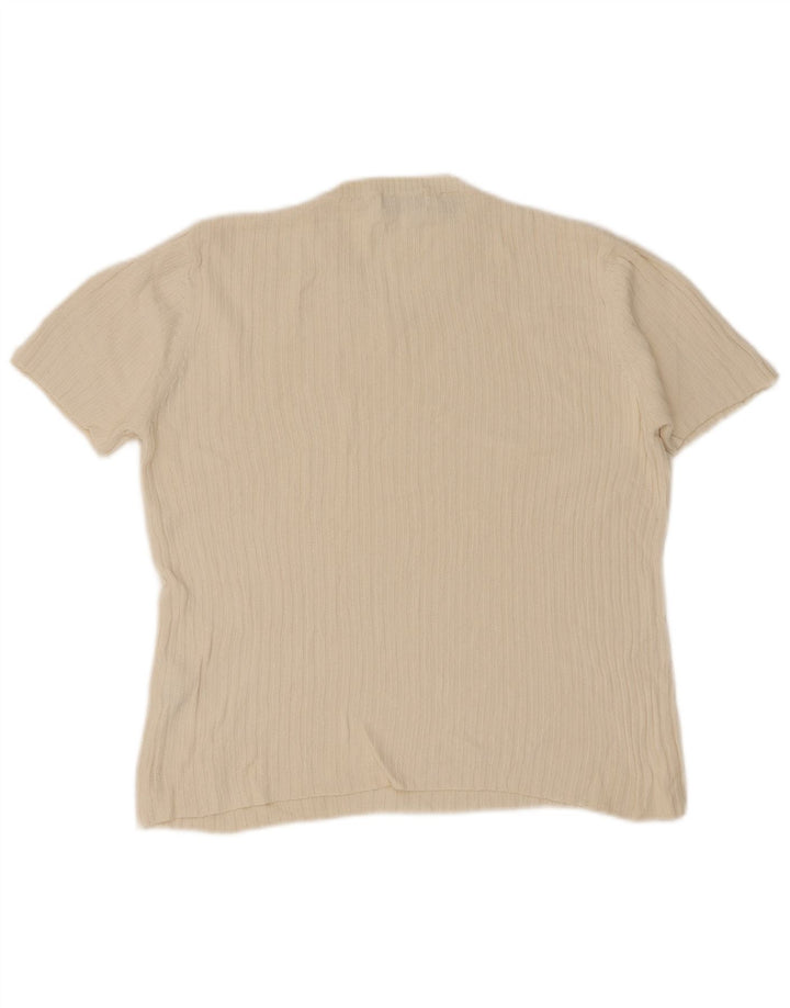 Camiseta masculina Zara Top grande algodão bege