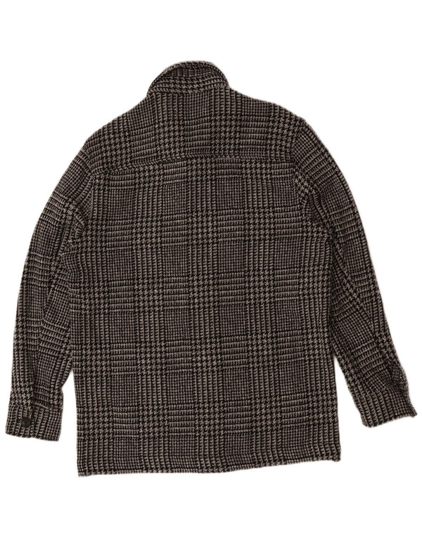 Jaqueta utilitária masculina Zara grande poliéster preto Houndstooth