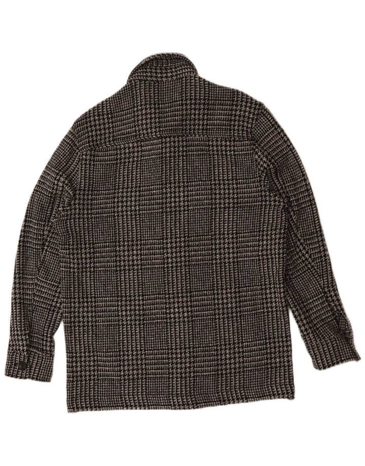 Jaqueta utilitária masculina Zara grande poliéster preto Houndstooth