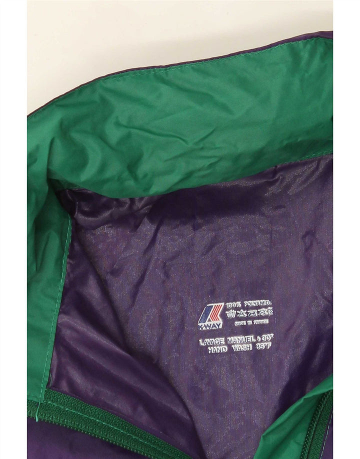 Jaqueta de chuva masculina com capuz K-Way UK 38 poliamida colorblock roxo médio