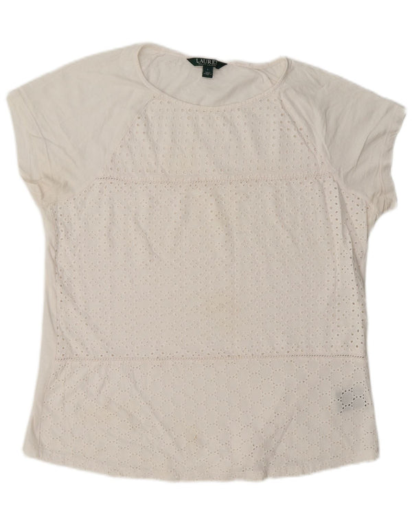 Blusa feminina Ralph Lauren UK 16 grande algodão branco