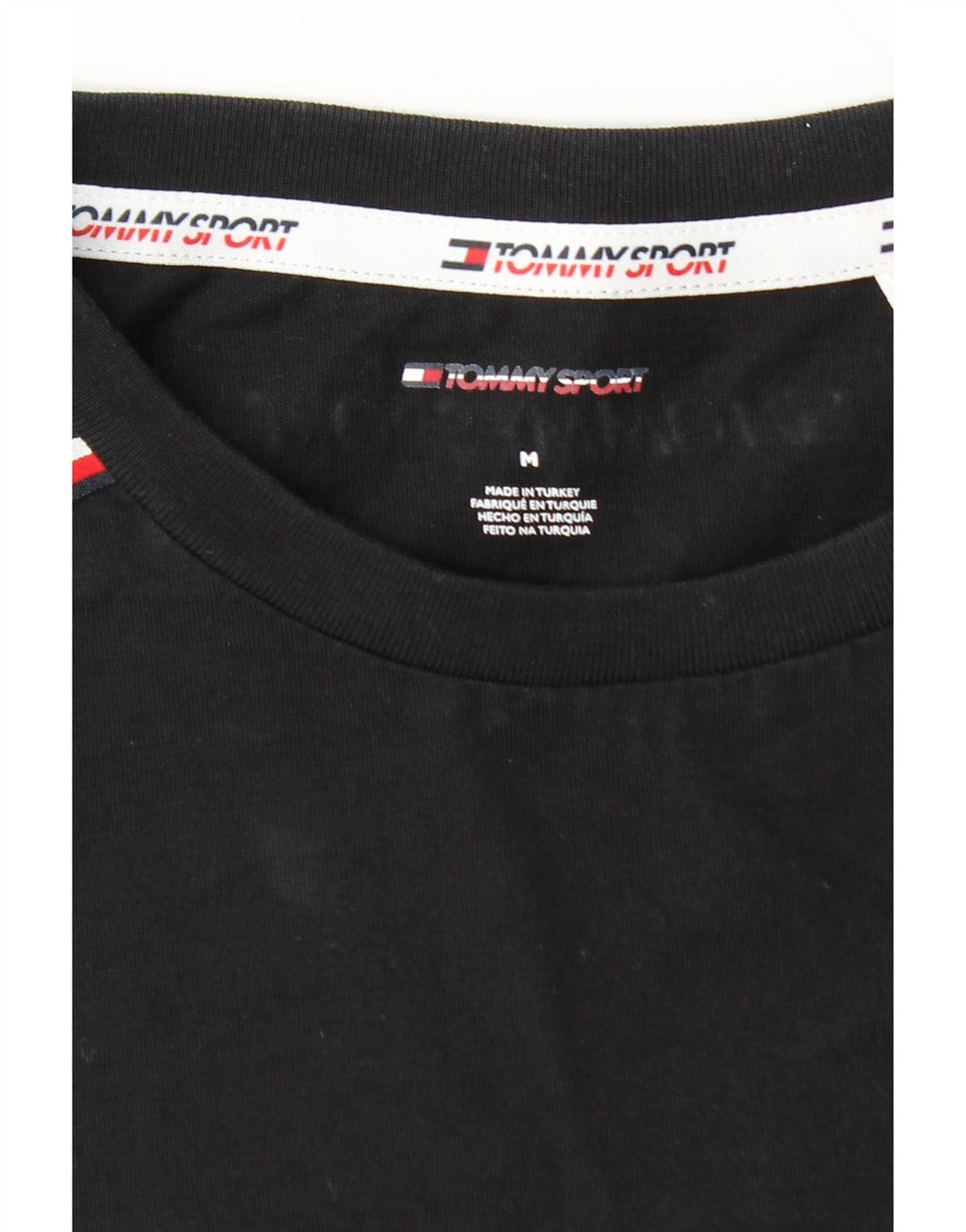 Camiseta masculina TOMMY HILFIGER de algodão preto médio