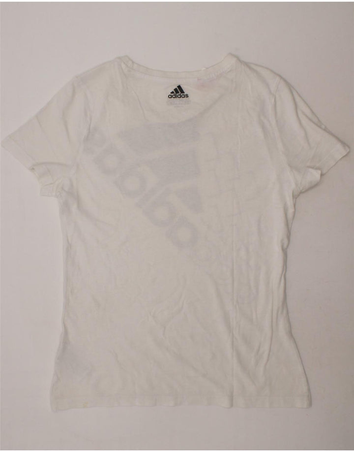 ADIDAS Girls Graphic T-Shirt Top 14-15 Years White Cotton Vintage Adidas and Second-Hand Adidas from Messina Hembry 