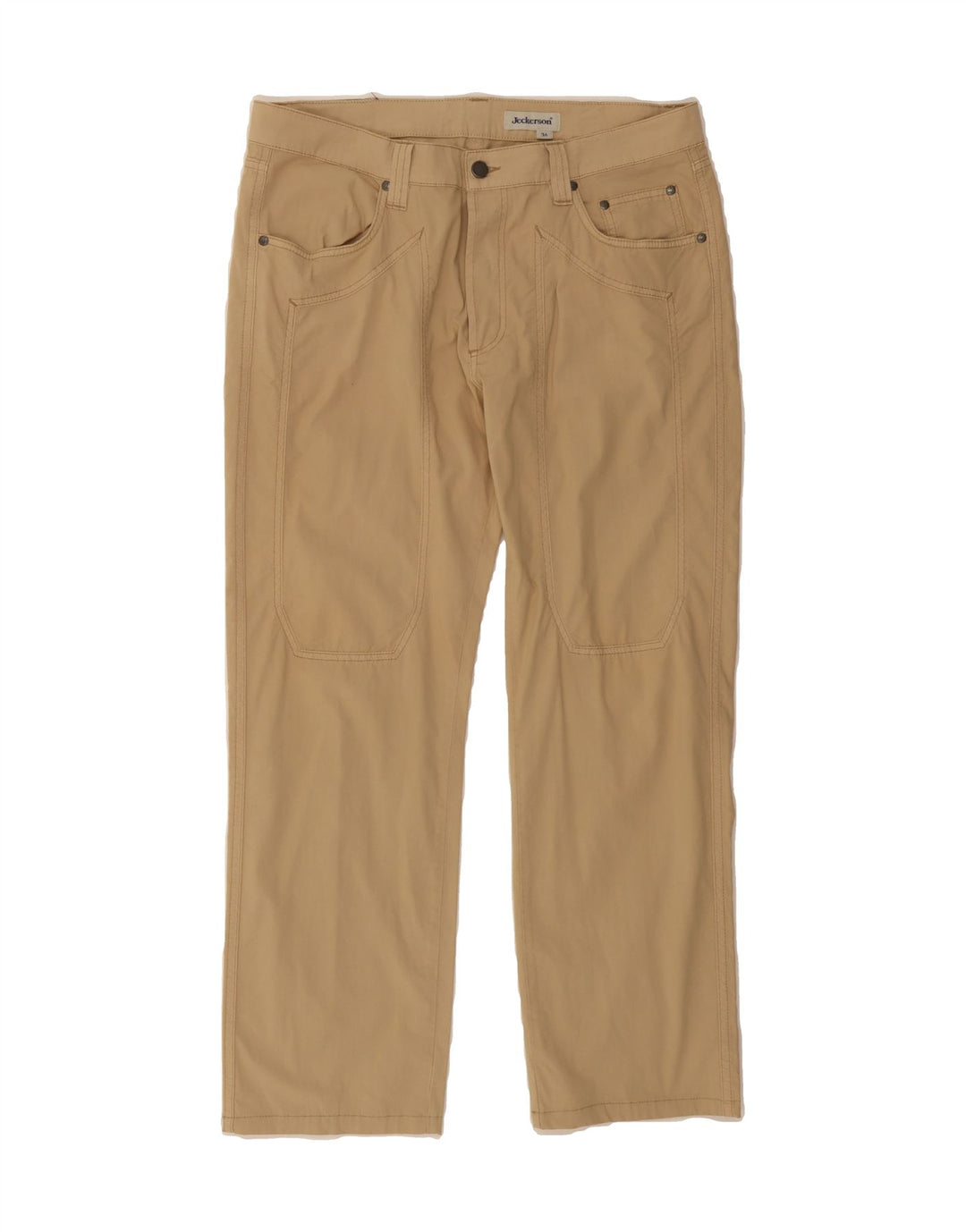 JECKERSON Mens Straight Casual Trousers W36 L30 Beige Cotton Vintage Jeckerson and Second-Hand Jeckerson from Messina Hembry 
