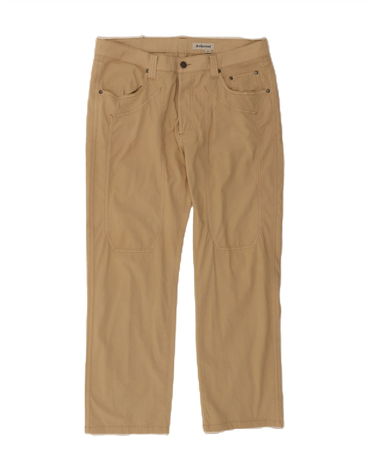 JECKERSON Mens Straight Casual Trousers W36 L30 Beige Cotton Vintage Jeckerson and Second-Hand Jeckerson from Messina Hembry 