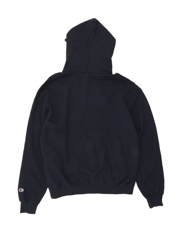 CHAMPION Mens Graphic Hoodie Jumper Large Navy Blue Cotton Vintage Champion and Second-Hand Champion from Messina Hembry 