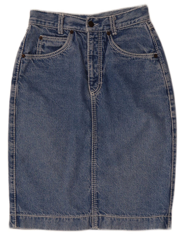 Saia jeans feminina VINTAGE W24 XS algodão azul