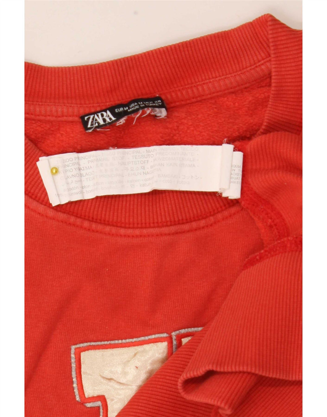 Zara moletom gráfico feminino jumper UK 14 médio algodão vermelho