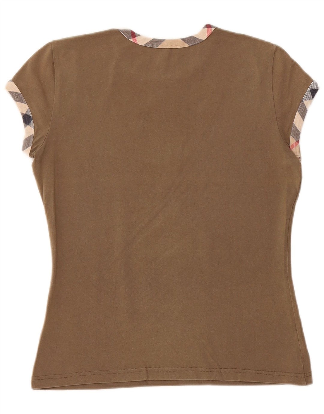 Camiseta feminina BURBERRY UK 12 algodão cáqui médio