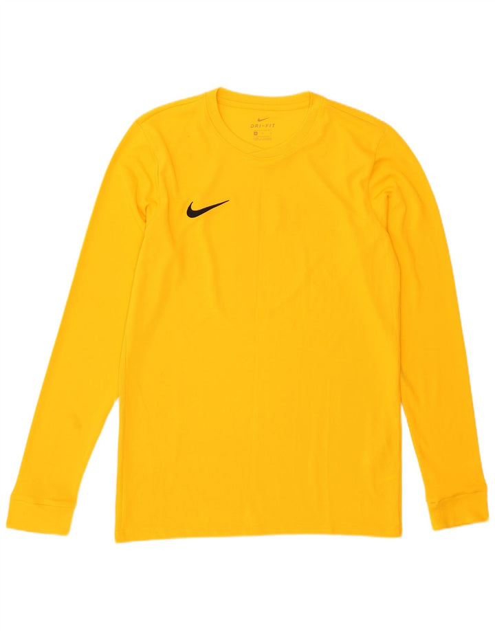 Top gráfico Nike masculino Dri Fit manga comprida poliéster amarelo médio