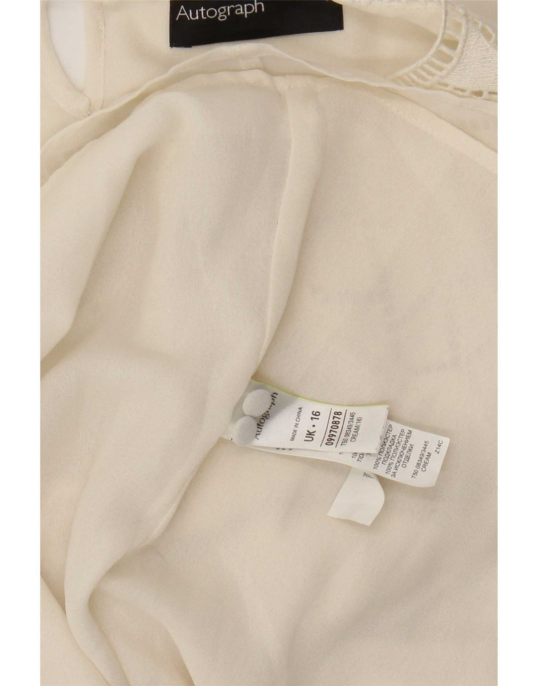 Blusa feminina Marks & Spencer Autograph manga comprida Reino Unido 16 grande bege