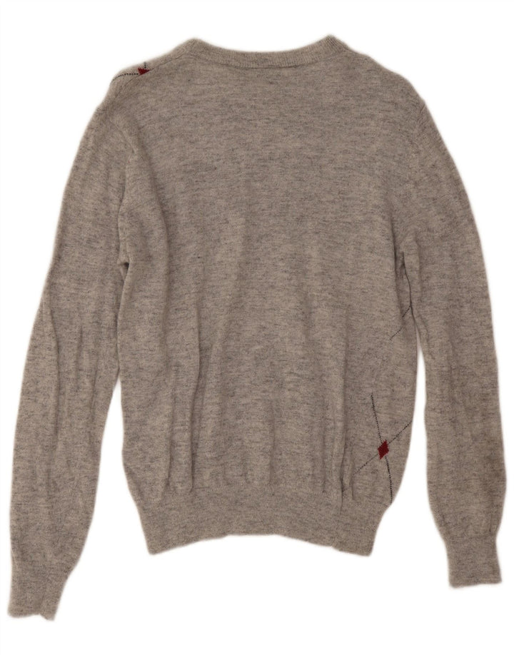 Suéter masculino Lotto com gola redonda cinza médio Argyle/lã diamante
