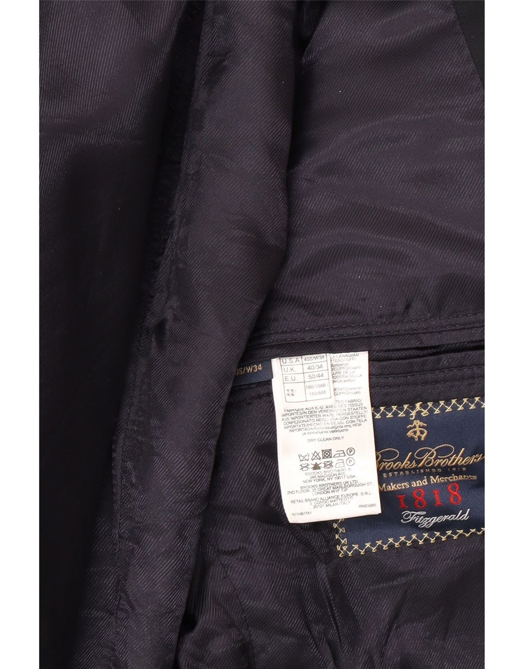 Jaqueta blazer masculina de 2 botões Brooks Brothers Reino Unido 40 grande lã azul marinho