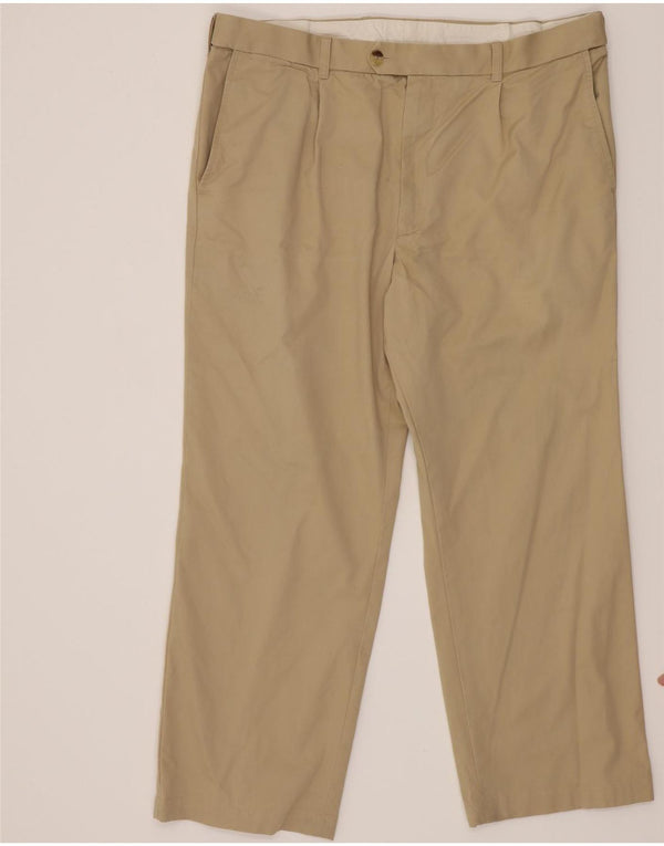 Calça chino reta masculina Marks & Spencer W40 L29 algodão bege