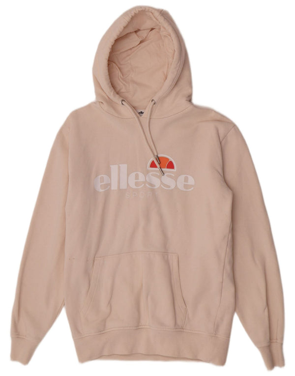 Ellesse moletom feminino com capuz grande e gráfico UK 10 pequeno algodão bege