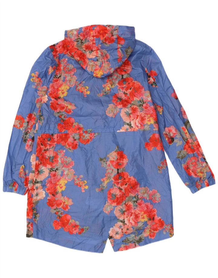 Capa de chuva feminina com capuz Joules UK 12 poliéster floral azul médio