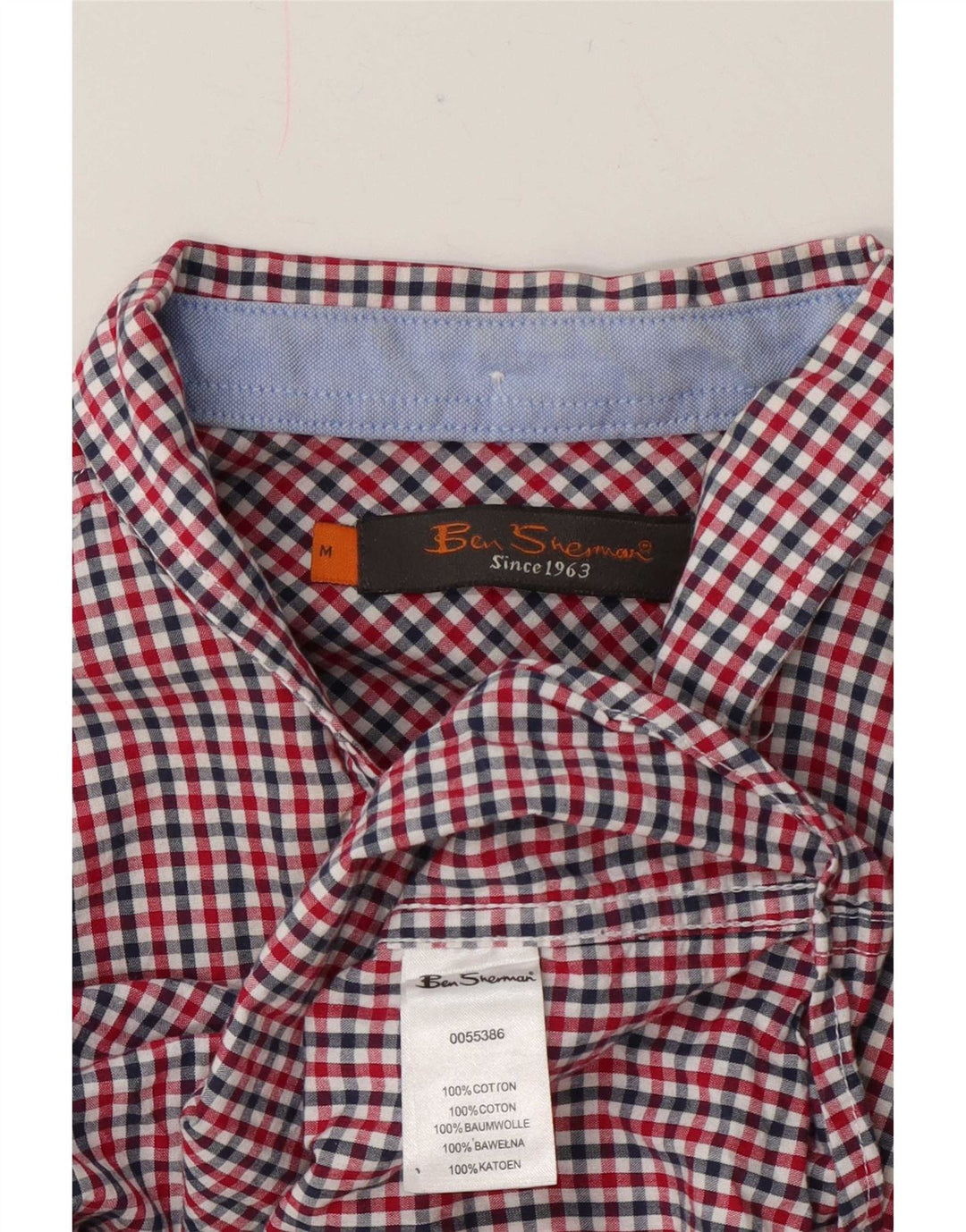 Camisa masculina Ben Sherman de ajuste regular, algodão guingão vermelho médio