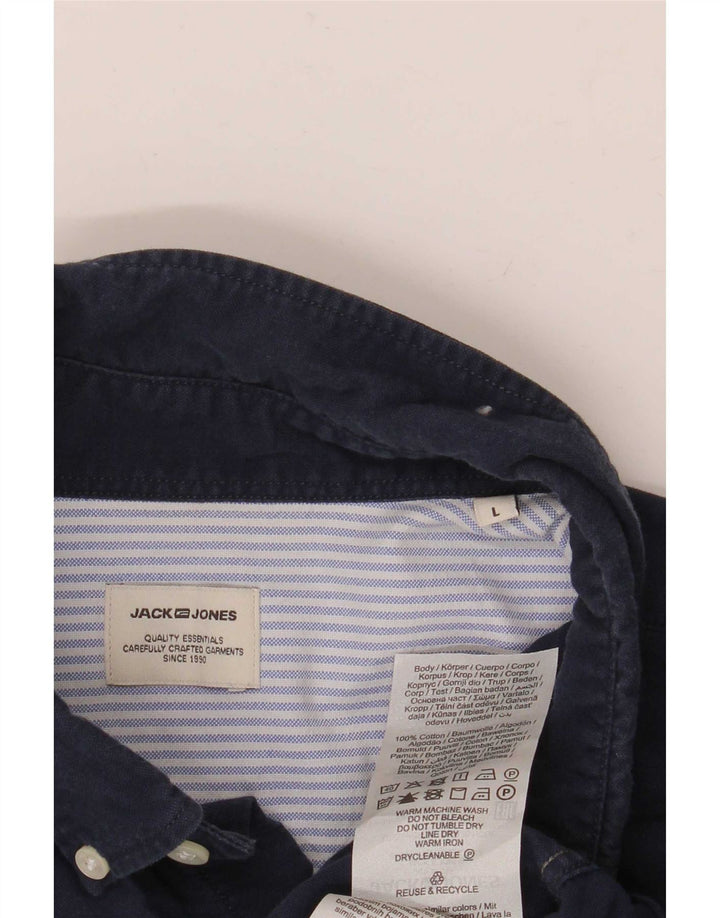 Camisa masculina Jack & Jones grande algodão azul marinho