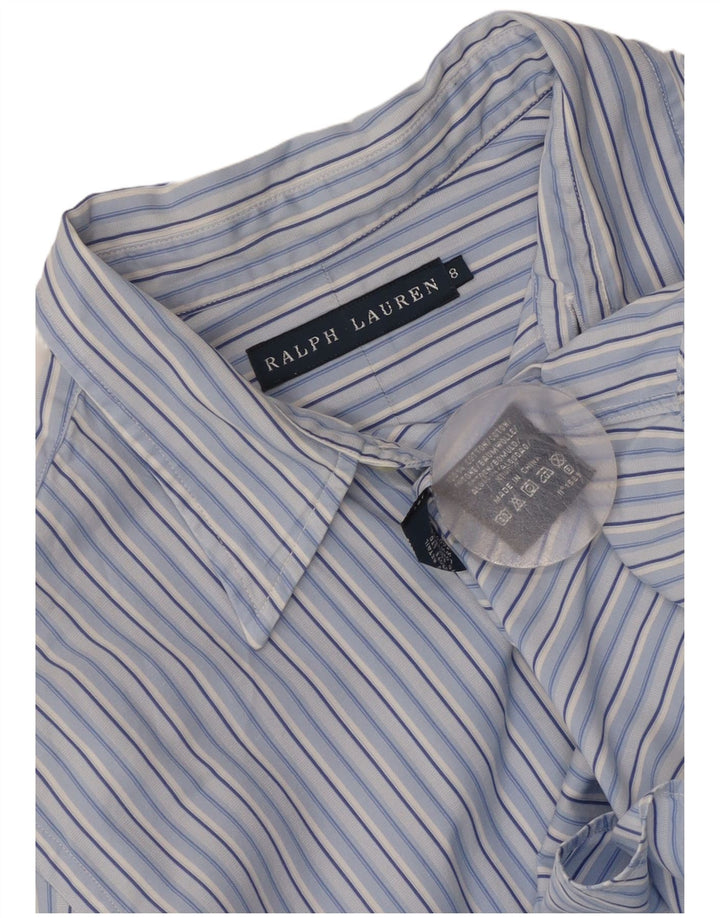 Camisa feminina Ralph Lauren EUA 8 algodão listrado azul médio