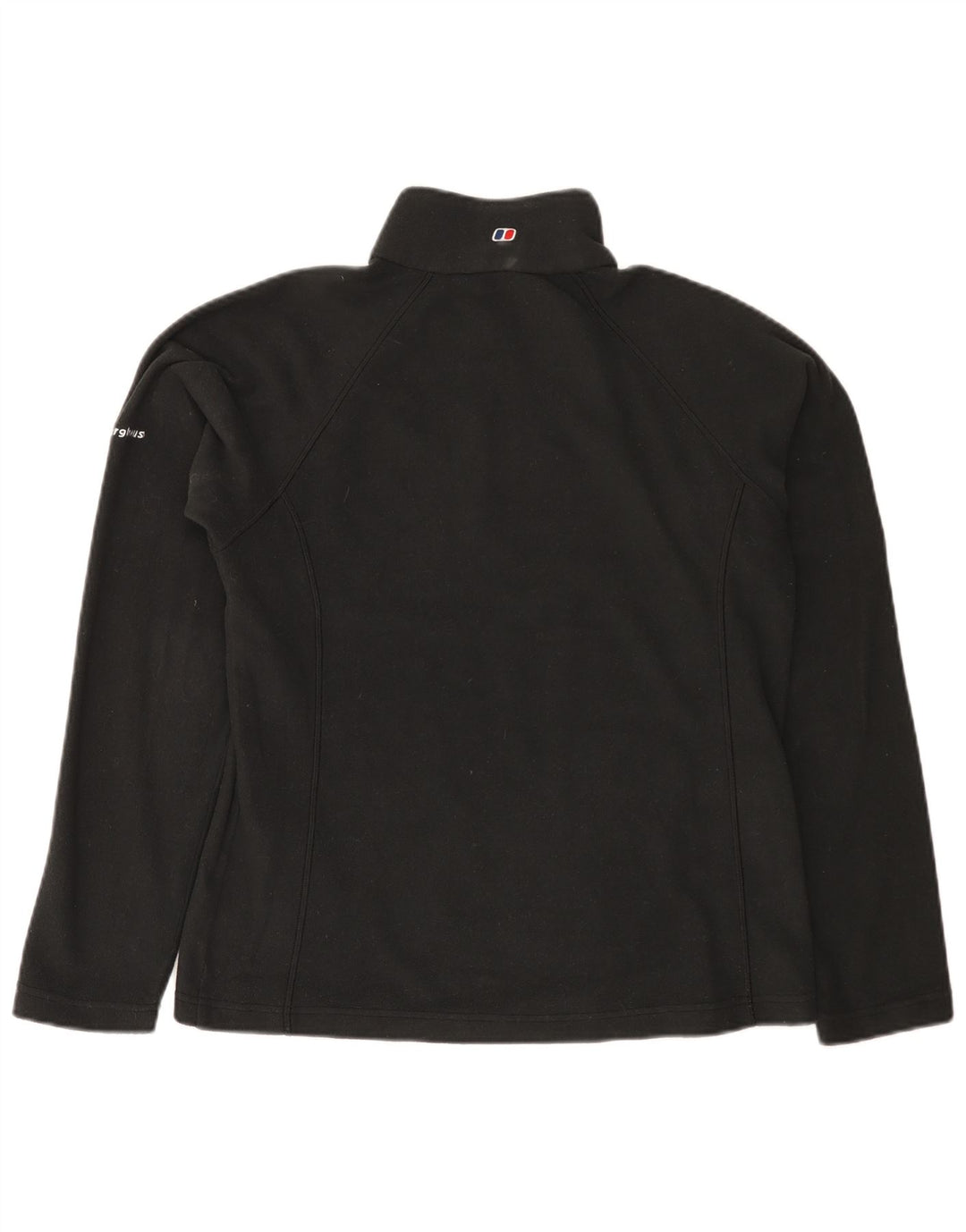 Suéter de lã feminino Berghaus com zíper e gola UK 14 grande poliéster preto