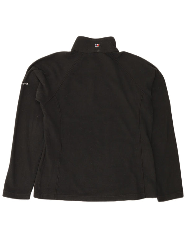 Suéter de lã feminino Berghaus com zíper e gola UK 14 grande poliéster preto