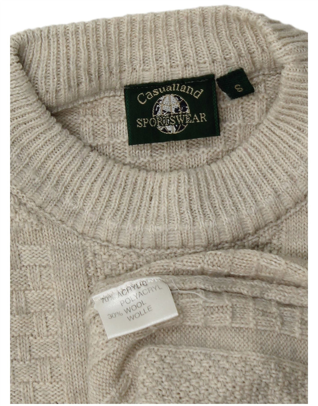 Suéter masculino CASUALLAND com gola redonda e acrílico cinza pequeno