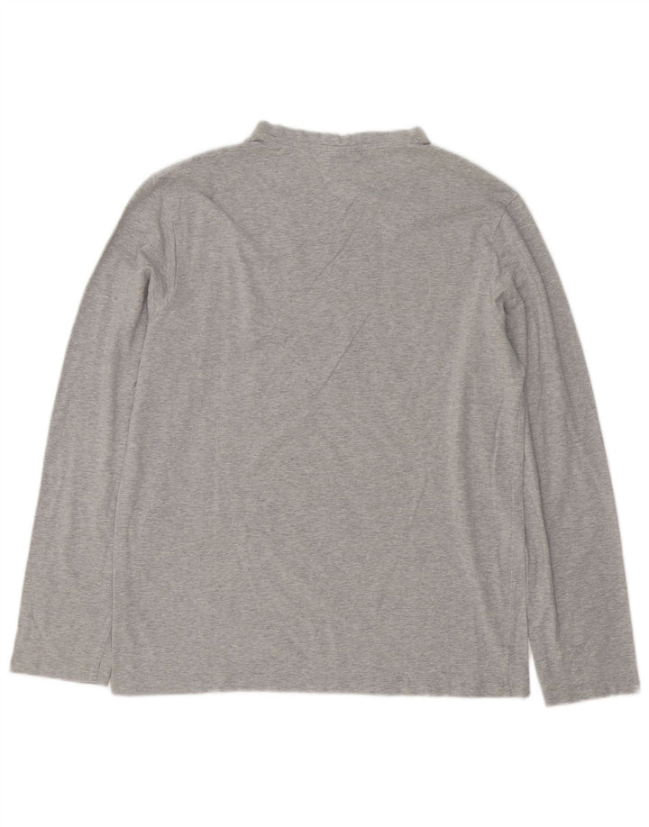 Trussardi Jeans Top masculino manga comprida algodão manchado cinza médio