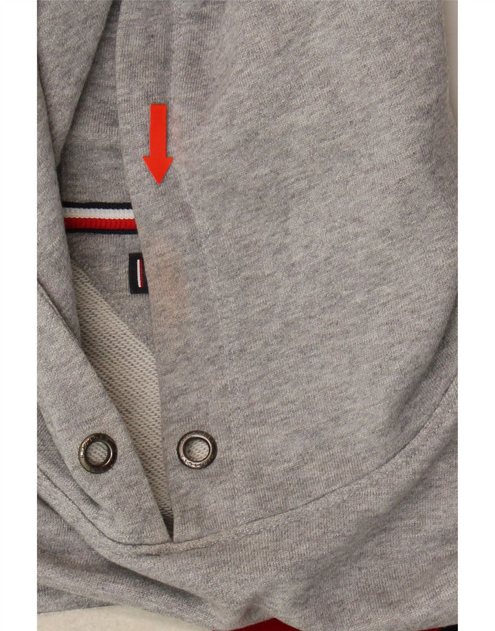 TOMMY HILFIGER Mens Graphic Hoodie Jumper Small Grey Cotton Vintage Tommy Hilfiger and Second-Hand Tommy Hilfiger from Messina Hembry 