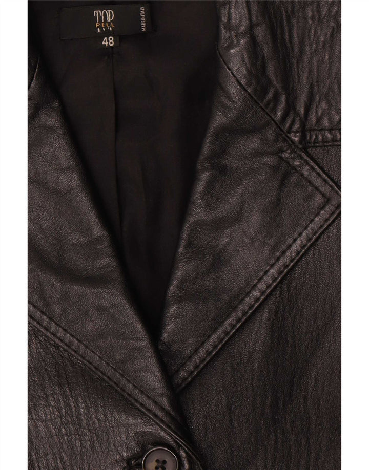 Casaco de couro feminino vintage IT 48 XL couro preto