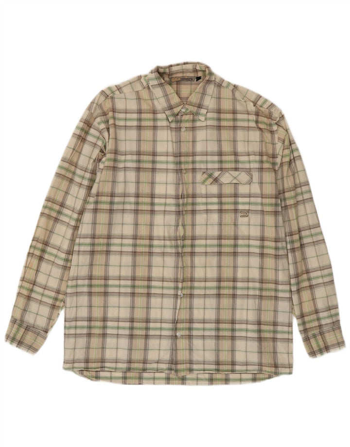 Camisa masculina Quiksilver de algodão xadrez verde médio