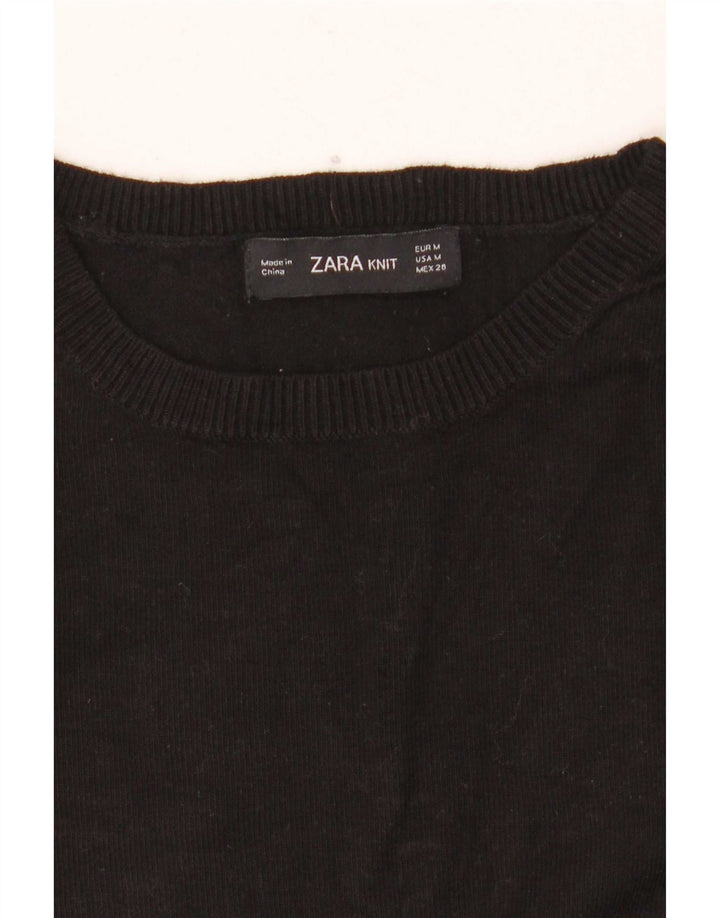 Zara Suéter feminino com gola redonda, Reino Unido 12 Médio Preto