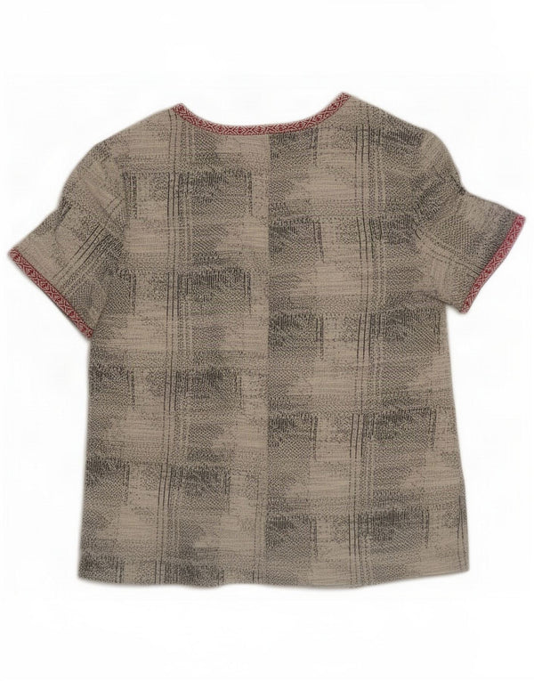 Zara blusa feminina com padrão abstrato UK 16 grande cinza