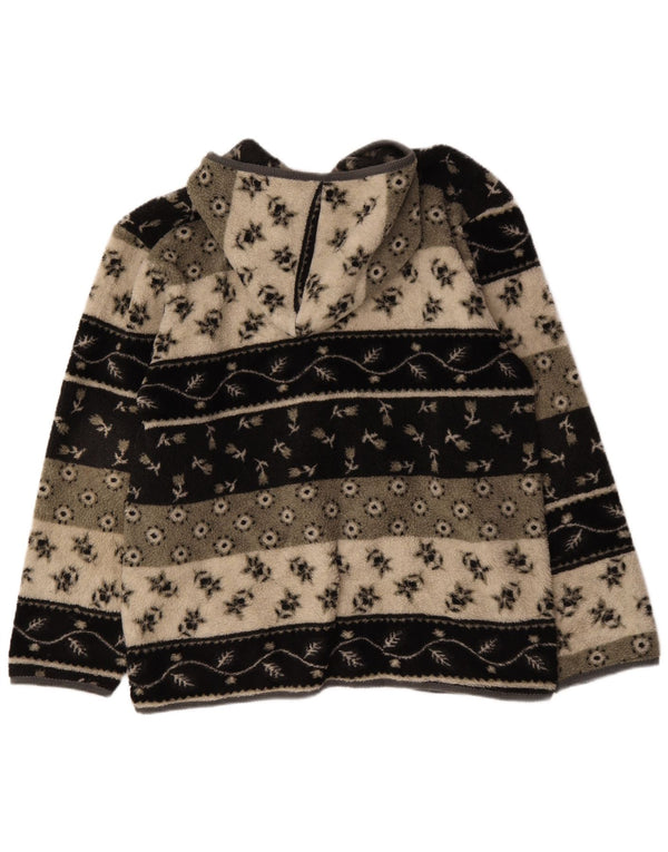Jaqueta de lã superdimensionada com capuz feminino vintage UK 18 XL floral multicolorido