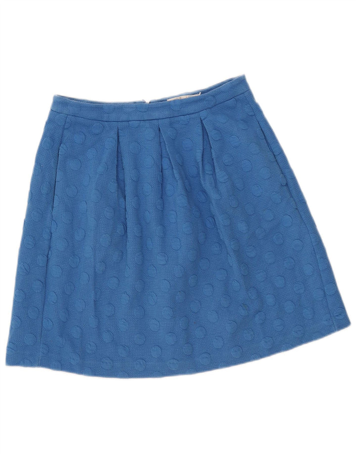 Saia feminina Boden UK 10 pequena W28 azul bolinhas poliéster